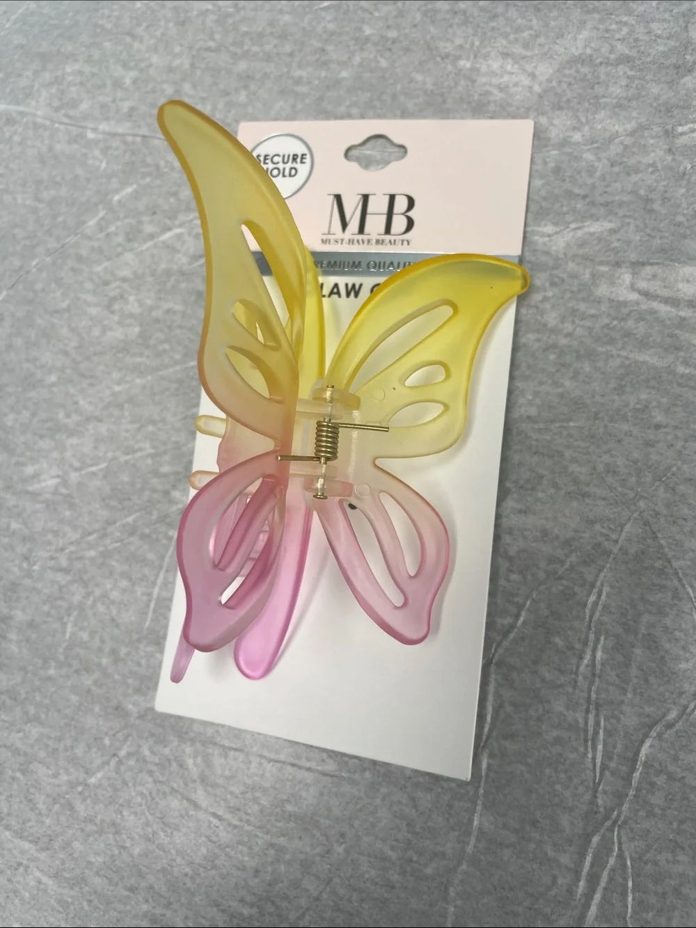 Ombre Butterfly Hair Claw Clip - Yellow & Pink
